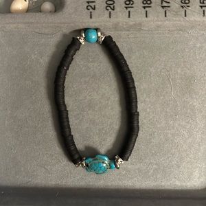 Handmade Black & Teal Turtle Charm Bracelet